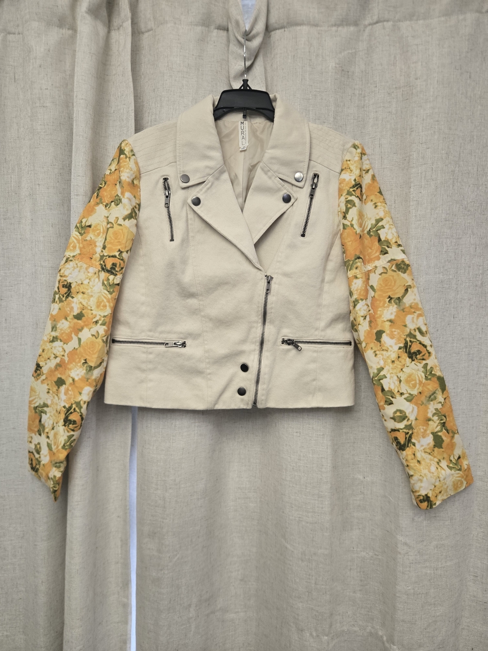 Mural Pretty Little Liars Mona Floral Sleeve Moto Jacket Medium